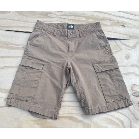 The North Face Men's Cargo Shorts Brown Olive Cotton Casual Camp Hiking‎ Large - Picture 1 of 4